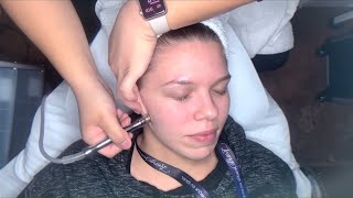 esthetician in training microdermabrasion full process [upl. by Sik]