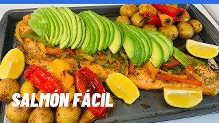 Salmón Fácil y Rico  Salmon al Horno con vegetales  El Che Chiquito [upl. by Poucher]