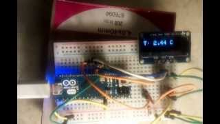 Temperatursensor DS1820 mit Arduino Micro und 128x32 OLED Display  Test [upl. by Ainos]