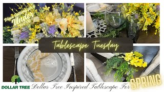 AMAZING DOLLAR TREE INSPIRED TABLESCAPE FOR SPRING tablescapetuesday spring dollartree easter [upl. by Yclehc430]