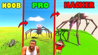 UPGRADING NOOB SPIDER into HACKER in NOOB vs PRO vs HACKER Animal Revolt Battle Simulator SHINCHAN [upl. by Zoarah423]