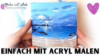 Sonne Strand amp Meer Ein kleines Meerbild mit Acryl malen  Acrylmalerei für Anfänger [upl. by Okwu95]