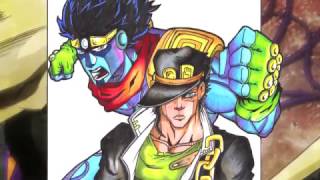 SPEED DRAWING JJBA  Jotaro Kujo amp Star Platinum [upl. by Idolla]