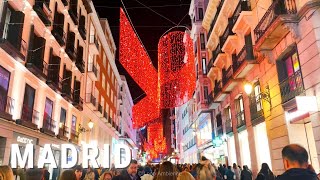 🇪🇸 PUERTA DEL SOL MADRID SPAIN 🌞 2023 4K  CHRISTMAS LIGHTS in Madrid [upl. by Hallett]