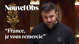 Volodymyr Zelensky remercie la France lors de son discours à lAssemblée nationale [upl. by Rolyat157]