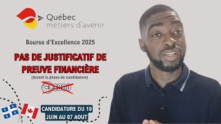 Pas de justificatif de preuve financière  Bourse dExcellence Québec Métier dAvenir [upl. by Aelrac848]