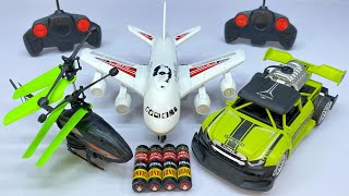 Hi Speed Racing RemoteControl Car with Flying RC Helicopter and Model a380Airplane Unboxing Testing [upl. by Olegnad]