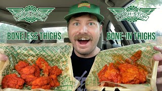 Wingstop NEW Thighs  Bone In and Boneless Thighstop Review [upl. by Buckie]