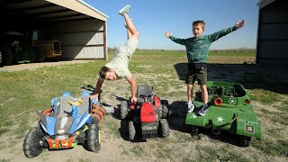 Playing with Tractors and Kids Tank on the farm compilation  Tractors for kids [upl. by Atkins588]