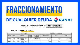 Como solicitar Fraccionamiento de una deudamulta Sunat 2022  paso a paso [upl. by Cid129]