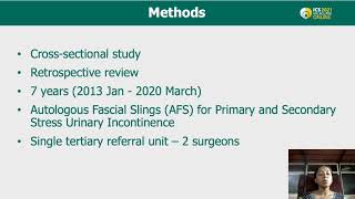 23462 Operative Outcomes of Autologous Fascial Slings AFS for Primary and Secondary Stress Ur [upl. by Ibmab191]