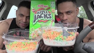 Apple Jacks Cereal Eating Challenge hodgetwins [upl. by Haelat]