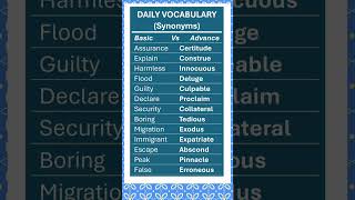 Synonyms Basic vs Advance Vocabulary for IELTs Exams and Daily Use Daily English Vocabulary [upl. by Clie]