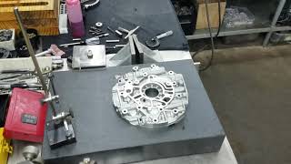 Machining and inspecting 6l80 e pump stator support side [upl. by Kcirdec]