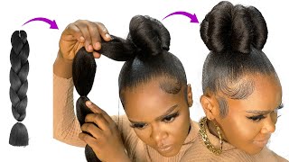 😱 10 MINUTES QUICK HAIRSTYLE USING BRAID EXTENSION [upl. by Enilarac]