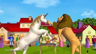 The Lion and the Unicorn 3D Animation English Nursery rhyme for children [upl. by Airdnaz]