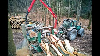 🌲4K60ton Spaltbüffel 2 • Valtra 8550 amp Spaltbüffel • Forst Pfizenmaier • Lochner • Kaminholz 🌲 [upl. by Adnilem349]