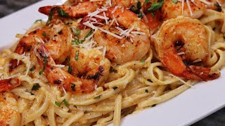 The Secret To Make A Delicious Creamy Shrimp Scampi Pasta Recipe  30 Minute Meal [upl. by Eanad]