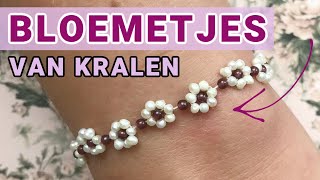 Bloem Armbandje met Zoetwaterparels Maken [upl. by Certie187]