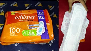 Whisper choice ultra Sanitary Pads  xl giveawaydetail review of whisper pads learning by Aarti [upl. by Rachel977]