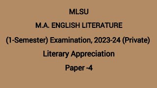 mlsu paper patternmlsu ma english lit 1st semester paper4 literally appreciationmlsu old papers [upl. by Gradey]