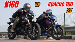 2024 Pulsar N160 vs Apache 160 2V Drag Race [upl. by Ver]