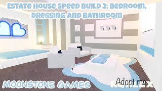 Adopt Me Estate House Speed Build 2  Downstairs Bedroom amp Bathroom  Modern Blue Estate House [upl. by Hnahym]