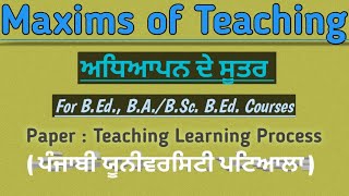 Maxims of Teaching  ਅਧਿਆਪਨ ਦੇ ਸੂਤਰ।  Teaching Learning Process  BEd BABSc BEd [upl. by Ardnaxela]