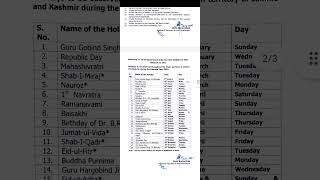 GOVERNMENT OF JAMMU KASHMIR HOLIDAYS LIST 2022 [upl. by Inaleon808]