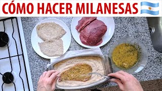 Cómo preparar milanesas estilo Argentino  Receta de milanesas de carne [upl. by Yensehc]