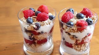 Fruit Granola amp Yogurt Parfaits  Healthy Breakfast Recipe [upl. by Gnim]