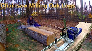 Slabbing Oak  Chainsaw Mill [upl. by Eves678]