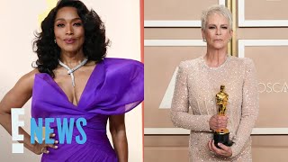 Why Angela Bassetts Reaction To Jamie Lee Curtis Oscar Went Viral  E News [upl. by Synned634]