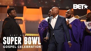 Donnie McClurkin amp Melvin Crispell III Join NFL Choir For A Praise Session  Super Bowl Gospel 2020 [upl. by Ellerey]