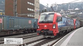 201801 HD ArthGoldau Station in the afternoon SBB new Vectron BLS Crossrail DB [upl. by Elwaine]