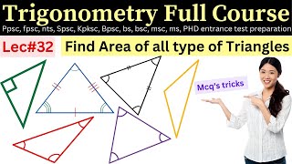 Find Area of all types of triangles lec32 ppsc fpsc nts maths Ms PhD afmathe [upl. by Demmahum]