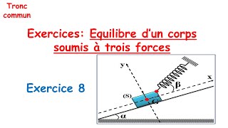 Exercice 8  correction  Equilibre dun corps soumis à 3 forces Tronc commun [upl. by Strader]