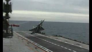 Su33 Unsuccessful cobra landing attempt  Admiral Kuznetsov  RuAF [upl. by Tra]