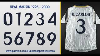 Tipografia Real Madrid 1998  1999  2000 free download Real Madrid Font 1998  1999  2000 [upl. by Yatnuahc]