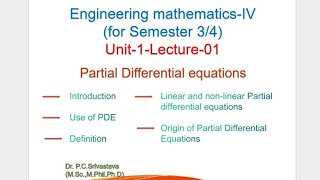 PARTIAL DIFFERENTIAL EQUATIONS  unit1lecture1  engineering mathematics IV aktu [upl. by Eylhsa636]