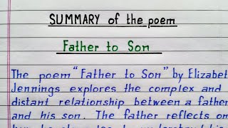 Father to Son  summary of the poem  class 11 English poem  NCERT  NotesLibrary [upl. by Laing]