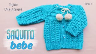 Como tejer un Saquito Jersey Chambrita para bebe a dos agujas Tejido Top Down Parte 1 de 2 [upl. by Medovich952]