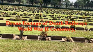 354 Drone footage of The Death Railway World War II Cemetery  Kanchanaburi Thailand 🇹🇭 [upl. by Ecyac]