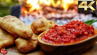 You NEVER saw this food before  AJVAR Recipe  Crispy Langos Bread [upl. by Oetam]