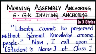 Morning Assembly Anchoring Video6  How to Invite for GK in Morning Assembly  Write Right 4 U [upl. by Budworth]