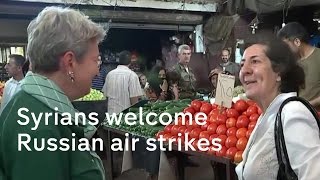 Syria Russian air strikes welcomed in Assads heartland [upl. by Consuela]