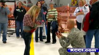 Airman surprises girlfriend on return home [upl. by Llerrat]