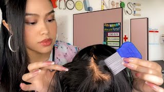 ASMR School Nurse Lice Scalp Check Scratching Plucking  Ear Cleaning 😴TINGLY RP light gum [upl. by Nnaycart]