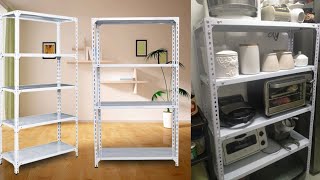 installing 5 Layers Angle Steel Rack Shelves Storage rack white color [upl. by Valorie]