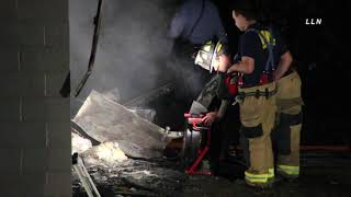 Fire In a Vacant Home Collapses Roof [upl. by Embry221]